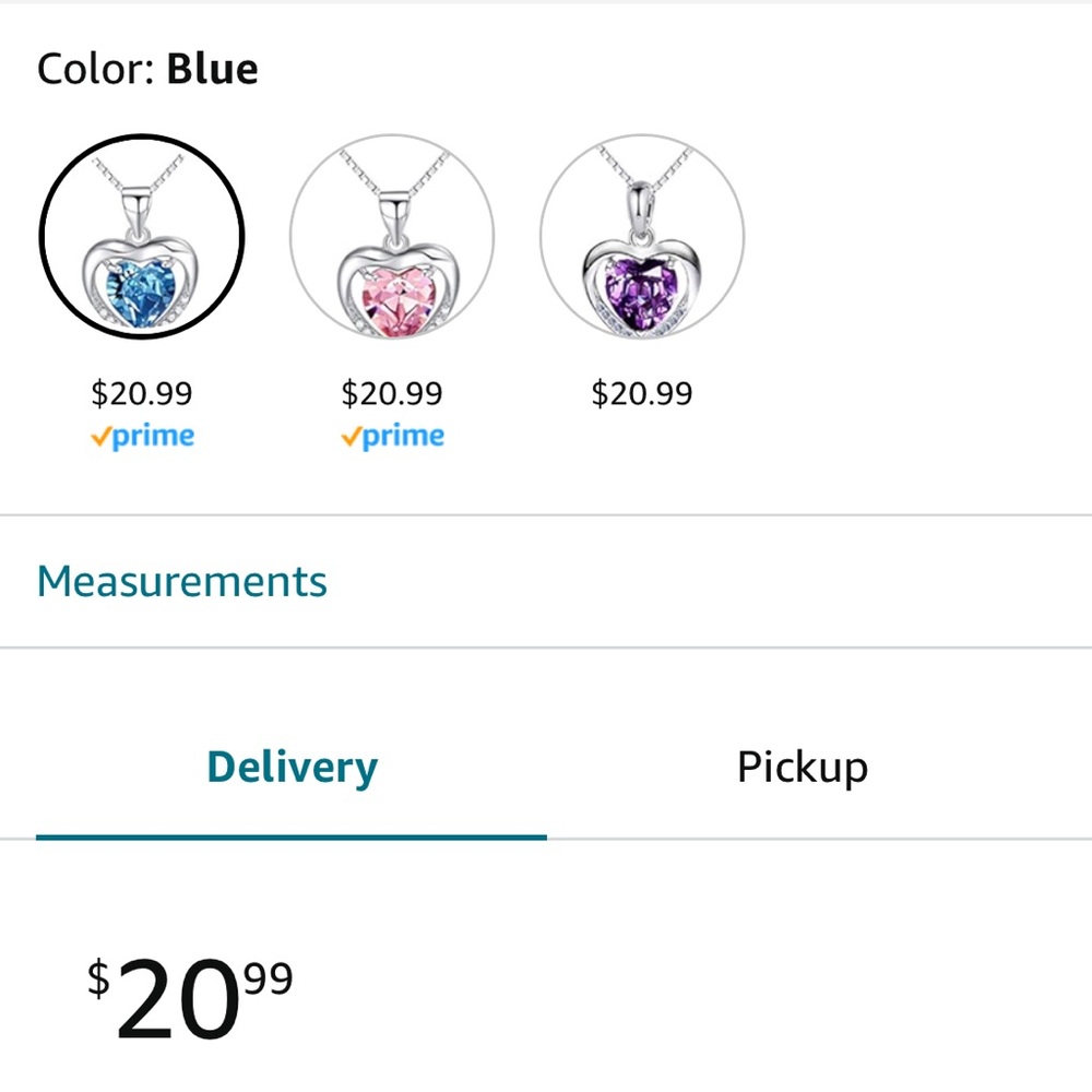 #61 - Blue Gem Love Heart Shaped Pendant Necklace - Picture 6 of 6